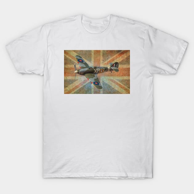 Hawker Hurricane and Union Jack T-Shirt by SteveHClark